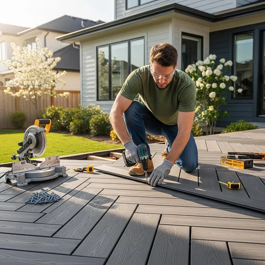 Full-service Nashville deck builders constructing a large multi-level backyard deck