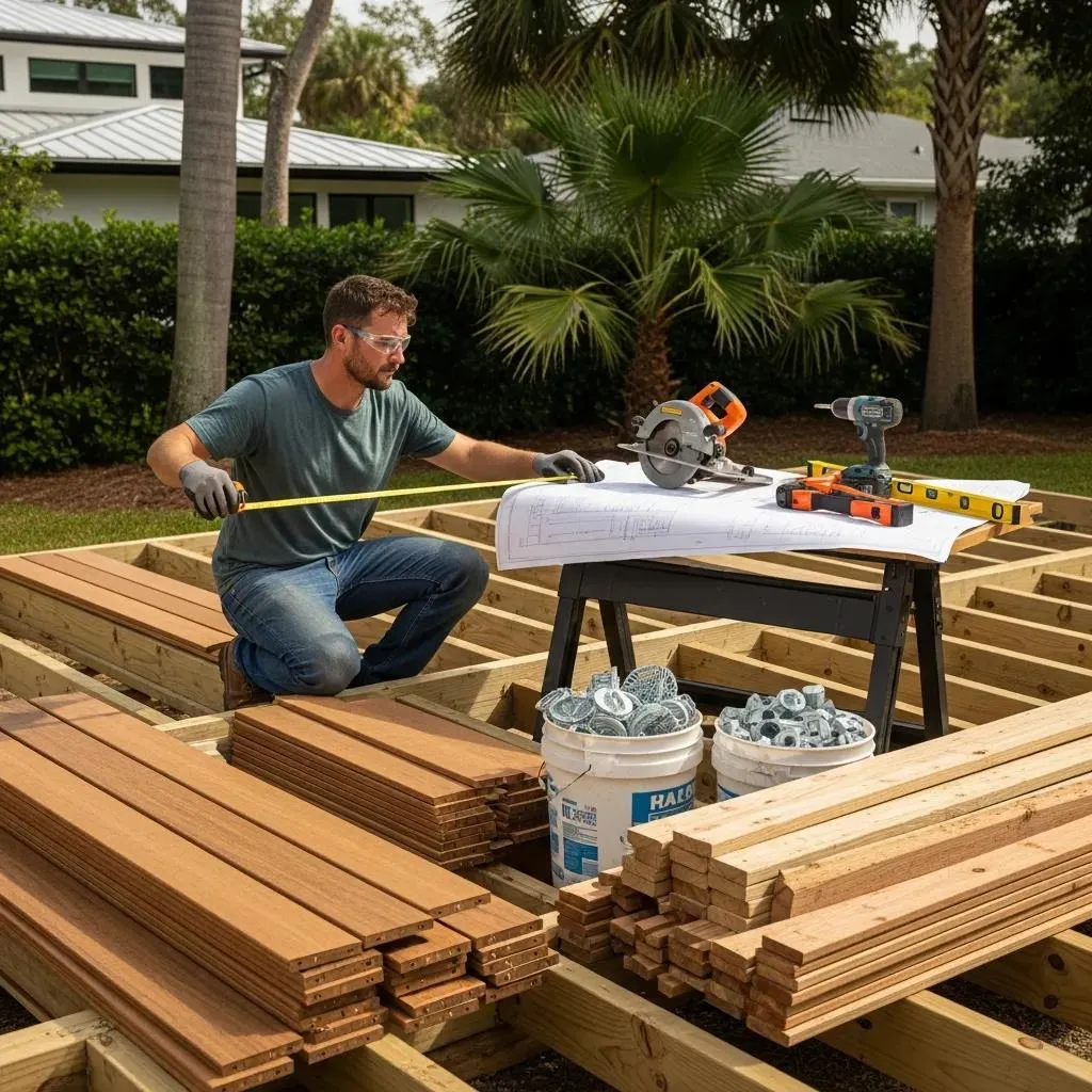Licensed Nashville deck contractor reviewing safe, code-compliant deck construction